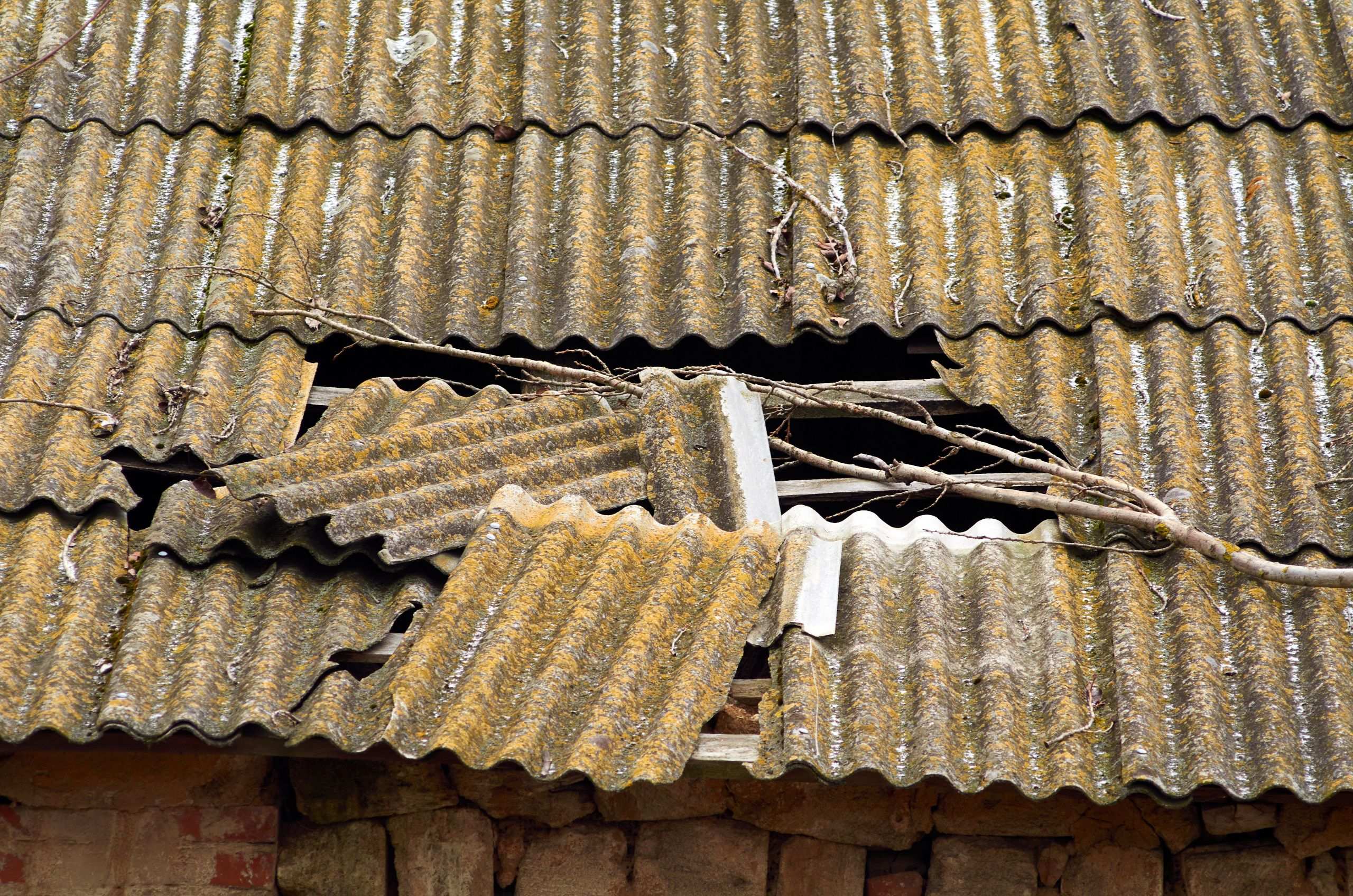 Damaged roof from weather